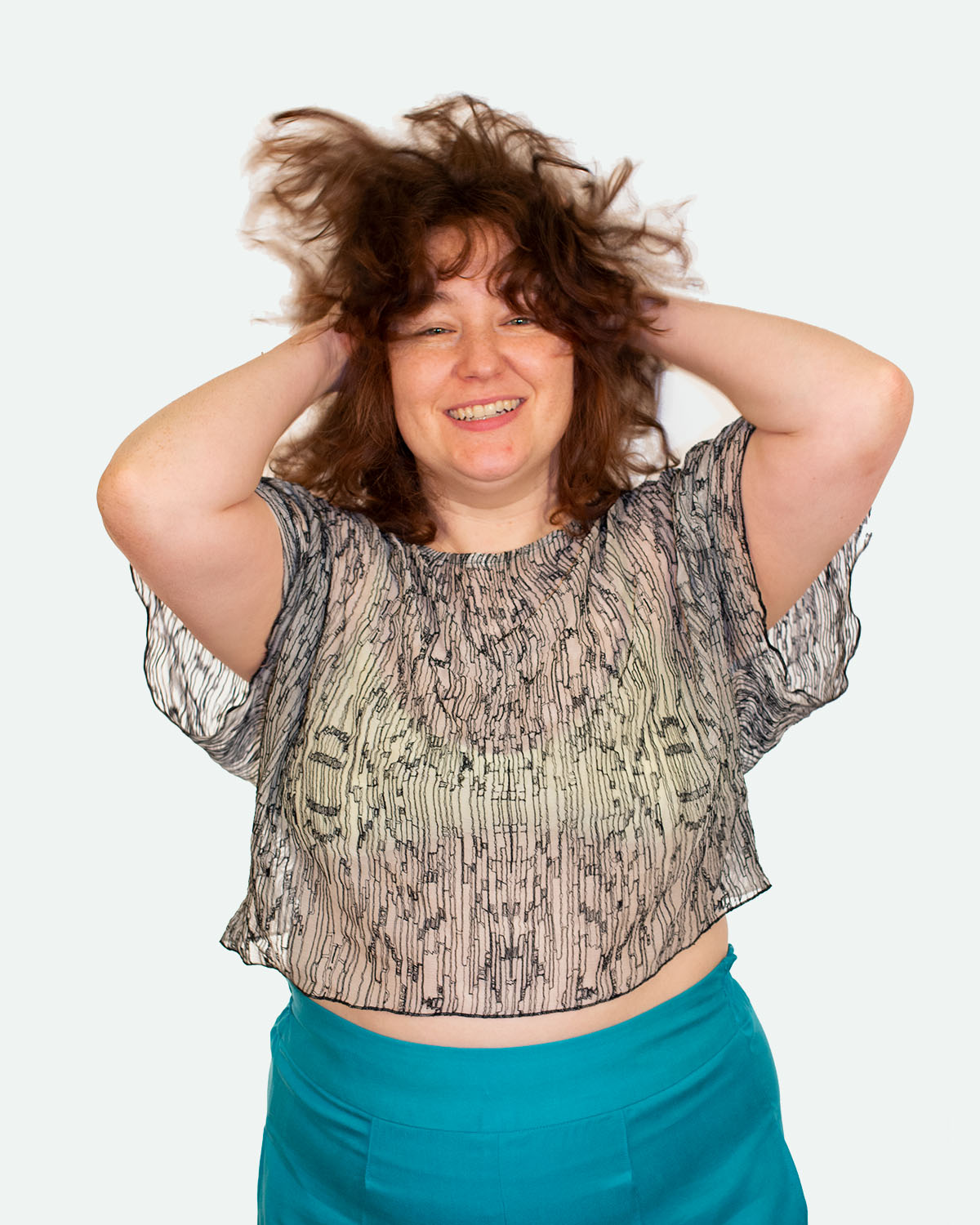 Crop Top in Black & White Sheer