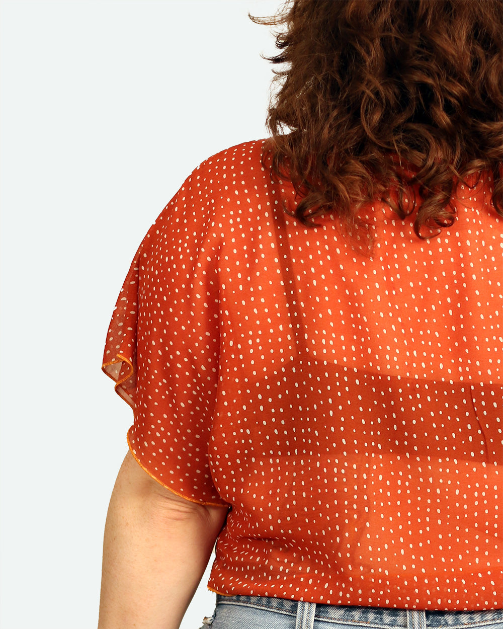 Crop Top in Orange Speckled Sheer