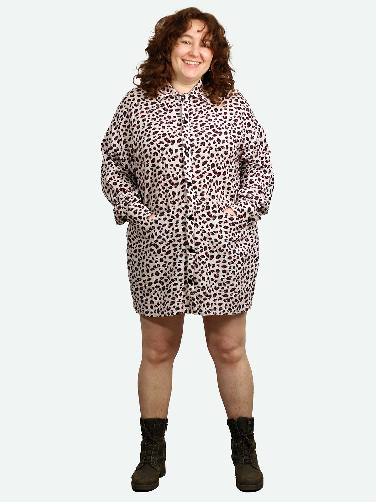 Ret Shacket / Shirt Dress in Leopard Print Linen