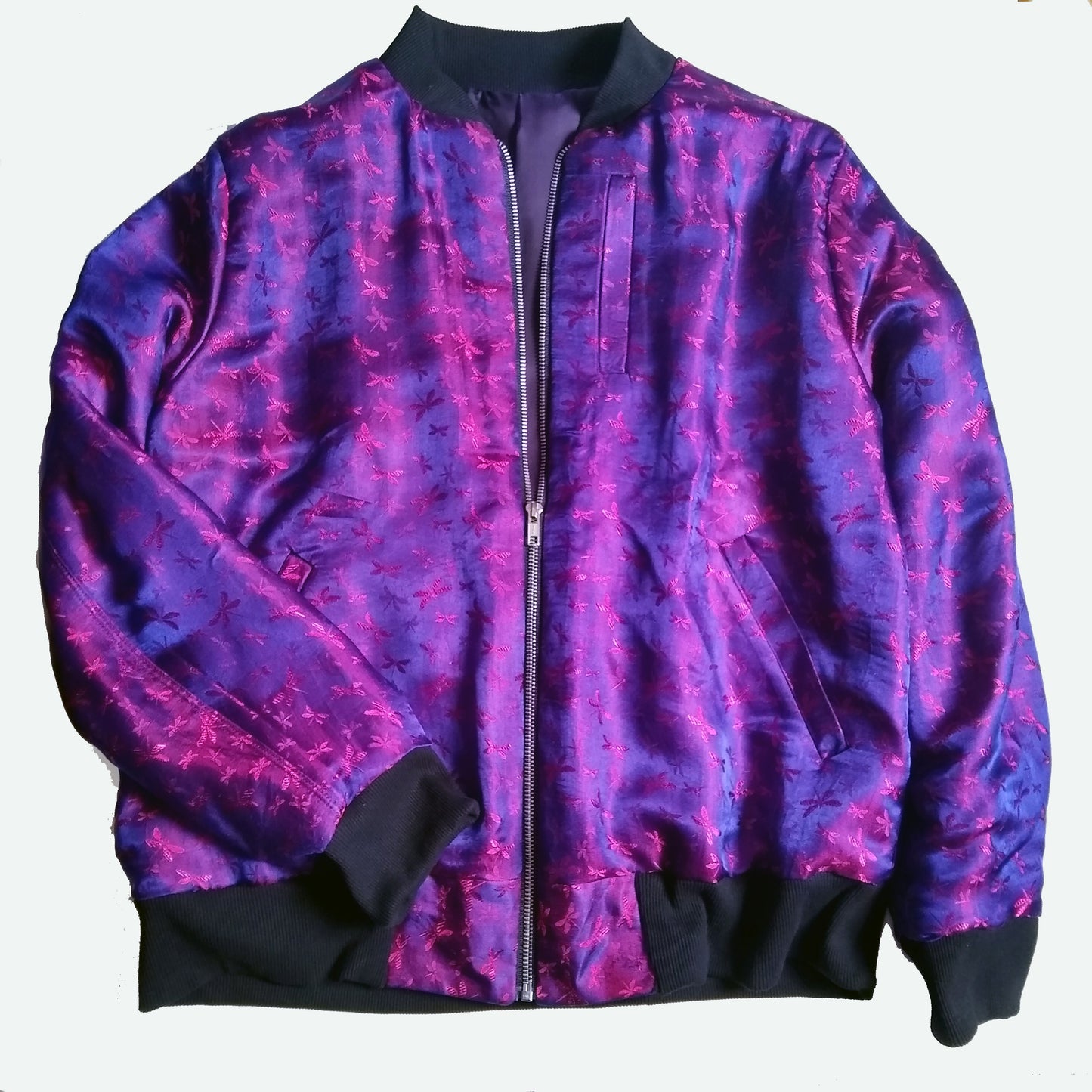 Bomber Jacket in Iridescent Dragonfly Silk - MADE TO ORDER