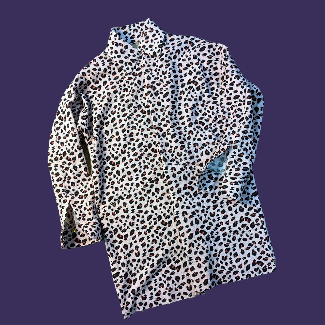 Ret Shacket  / Shirt Dress in Leopard Print Linen