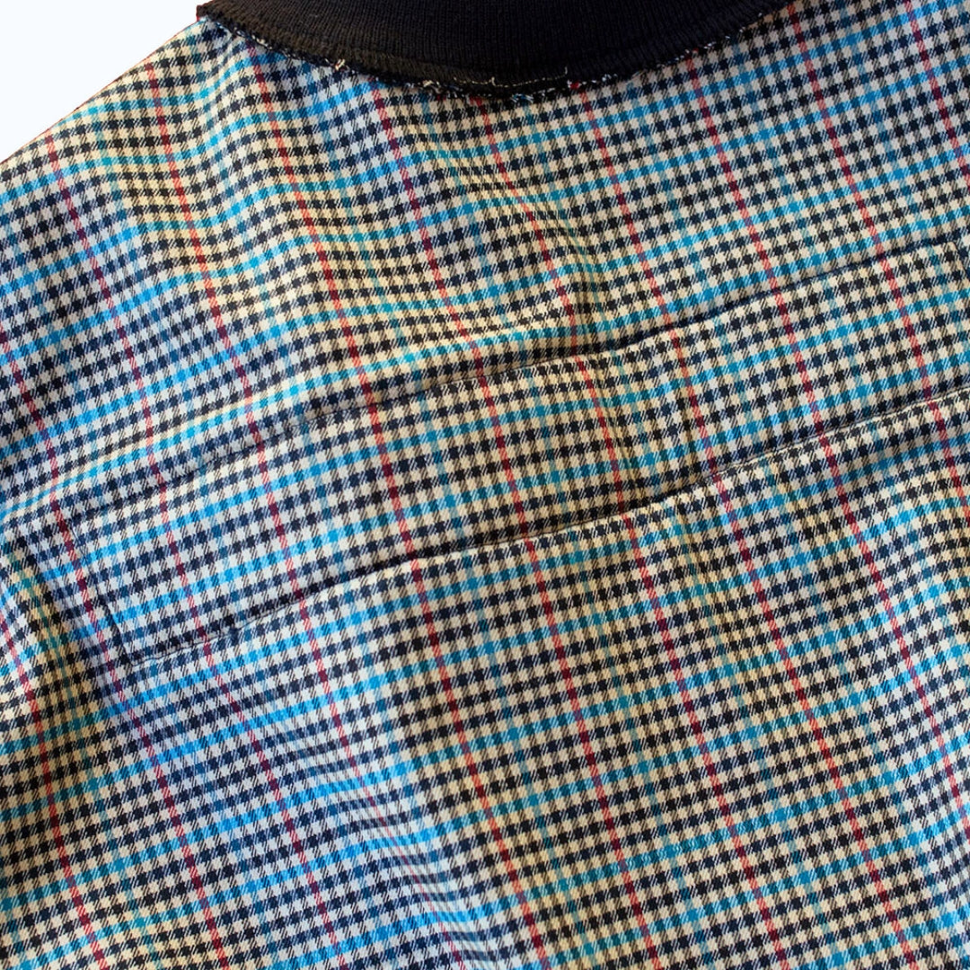 Wool + Cotton Sweater in Plaid with Handwoven Detail