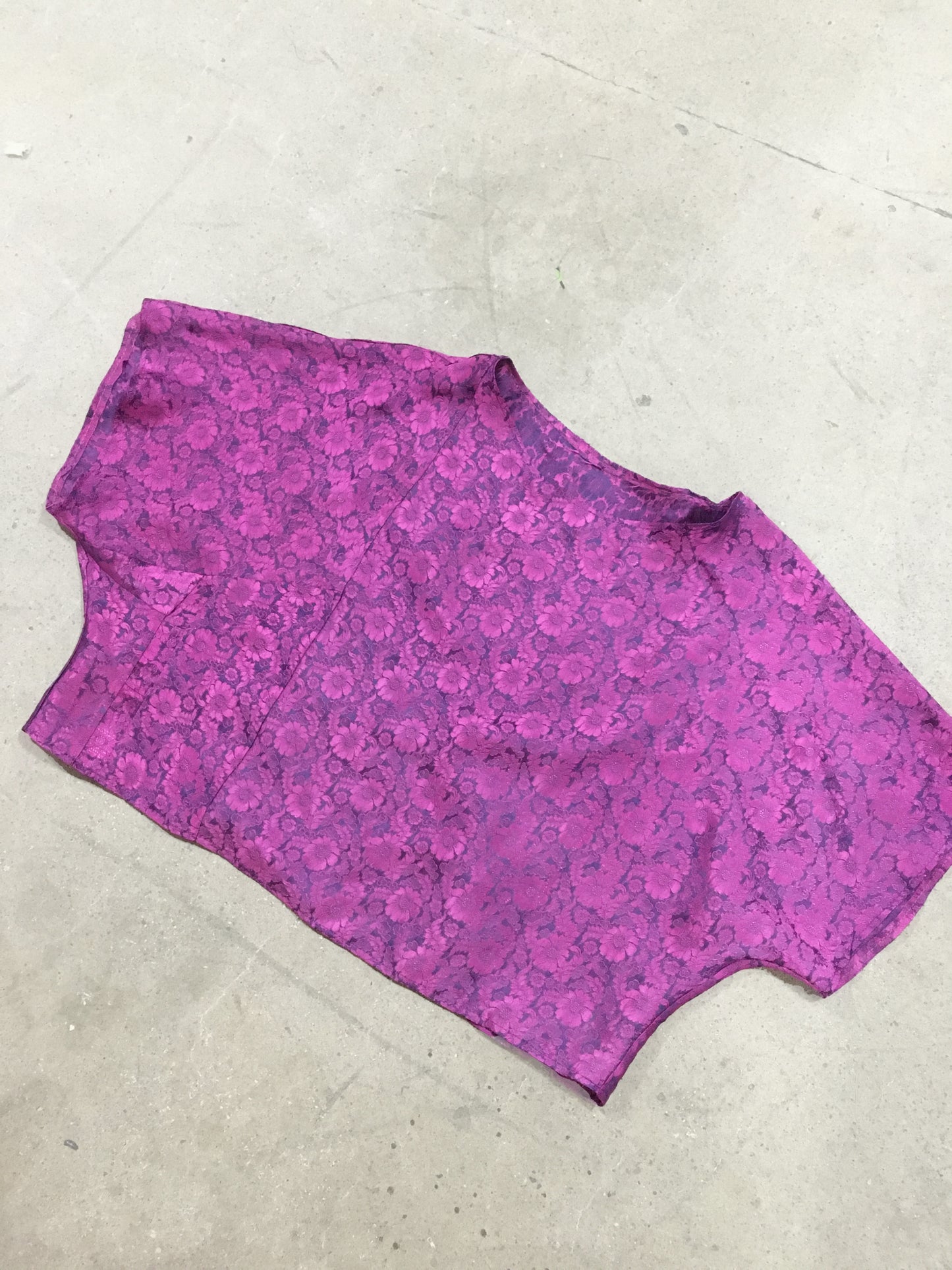 Silk Top in Iridescent Pink Cherry Blossom Brocade