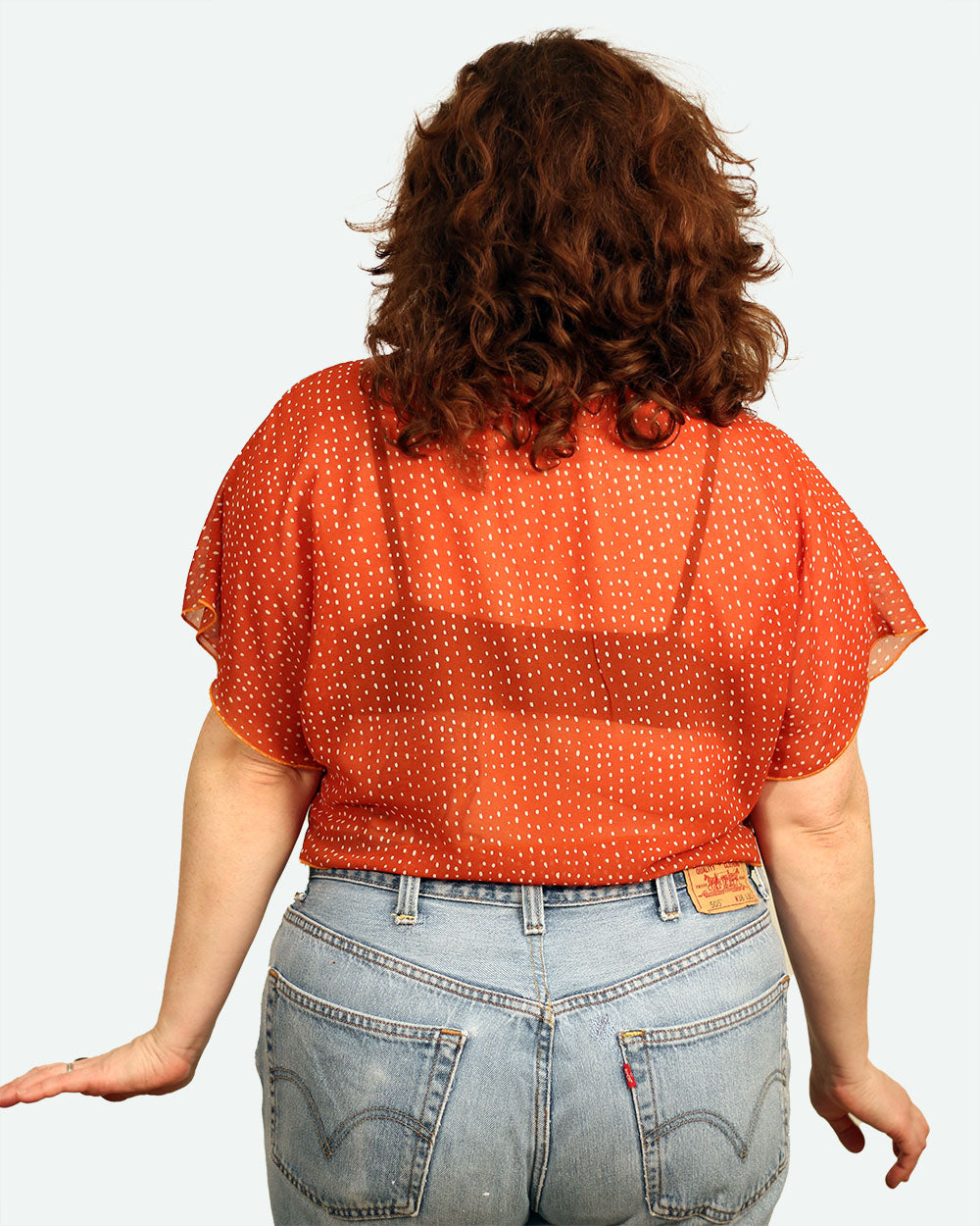 Crop Top in Orange Speckled Sheer